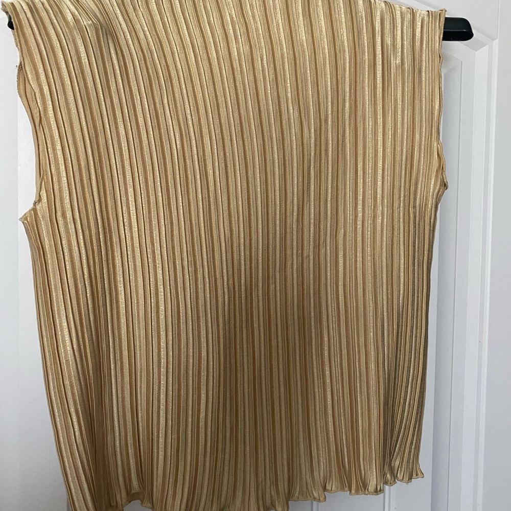 Gold Sleeveless Pleated Top